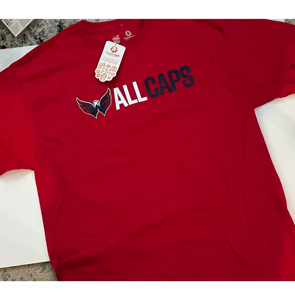 Washington Capitals‎ ALL CAPS Red T Shirt CustomInk Adult Size